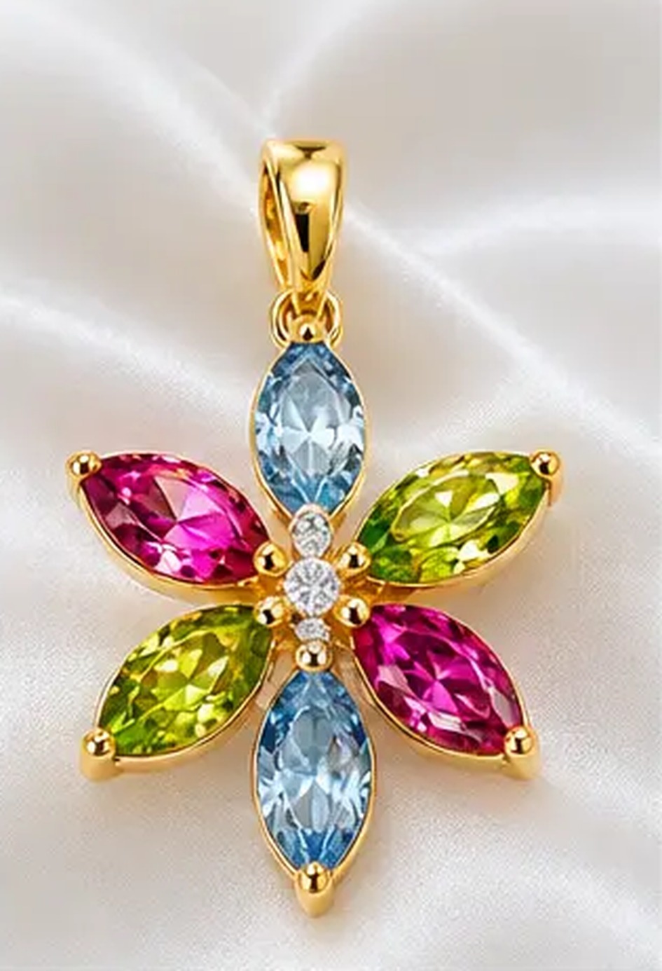 Pingente Flor Pedras Brasileiras