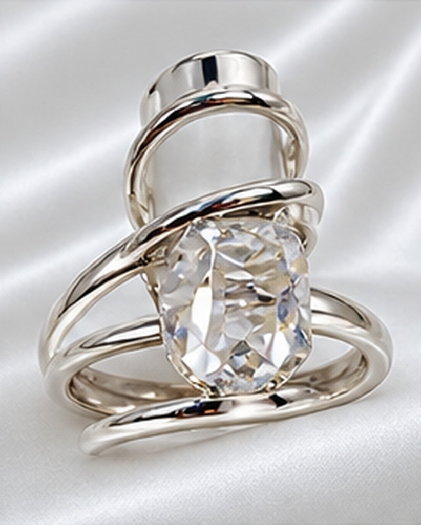 Anel Aro Duplo com Cristal