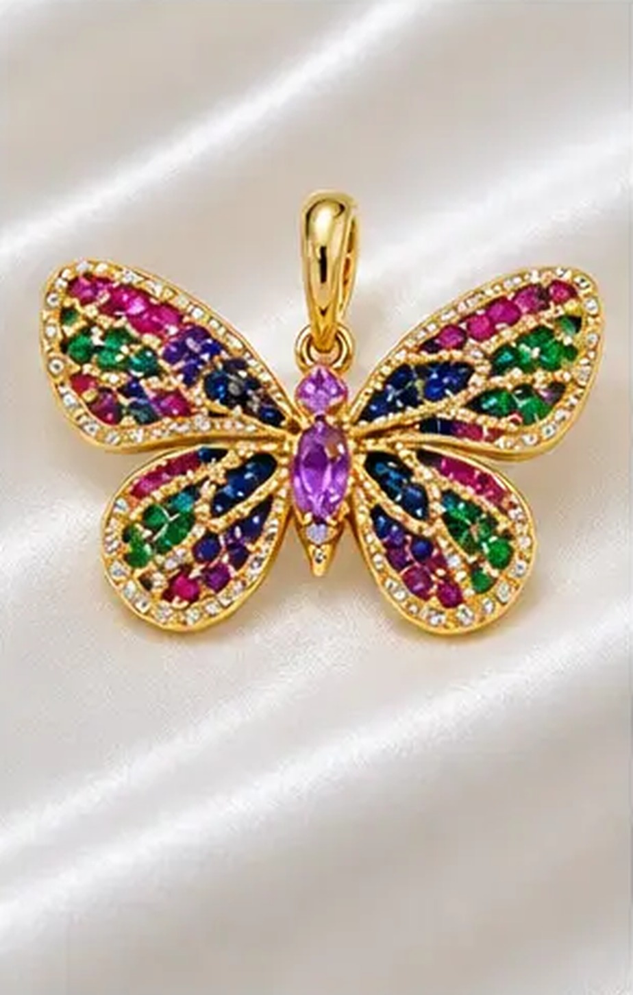 Pingente Borboleta Pedras Brasileiras