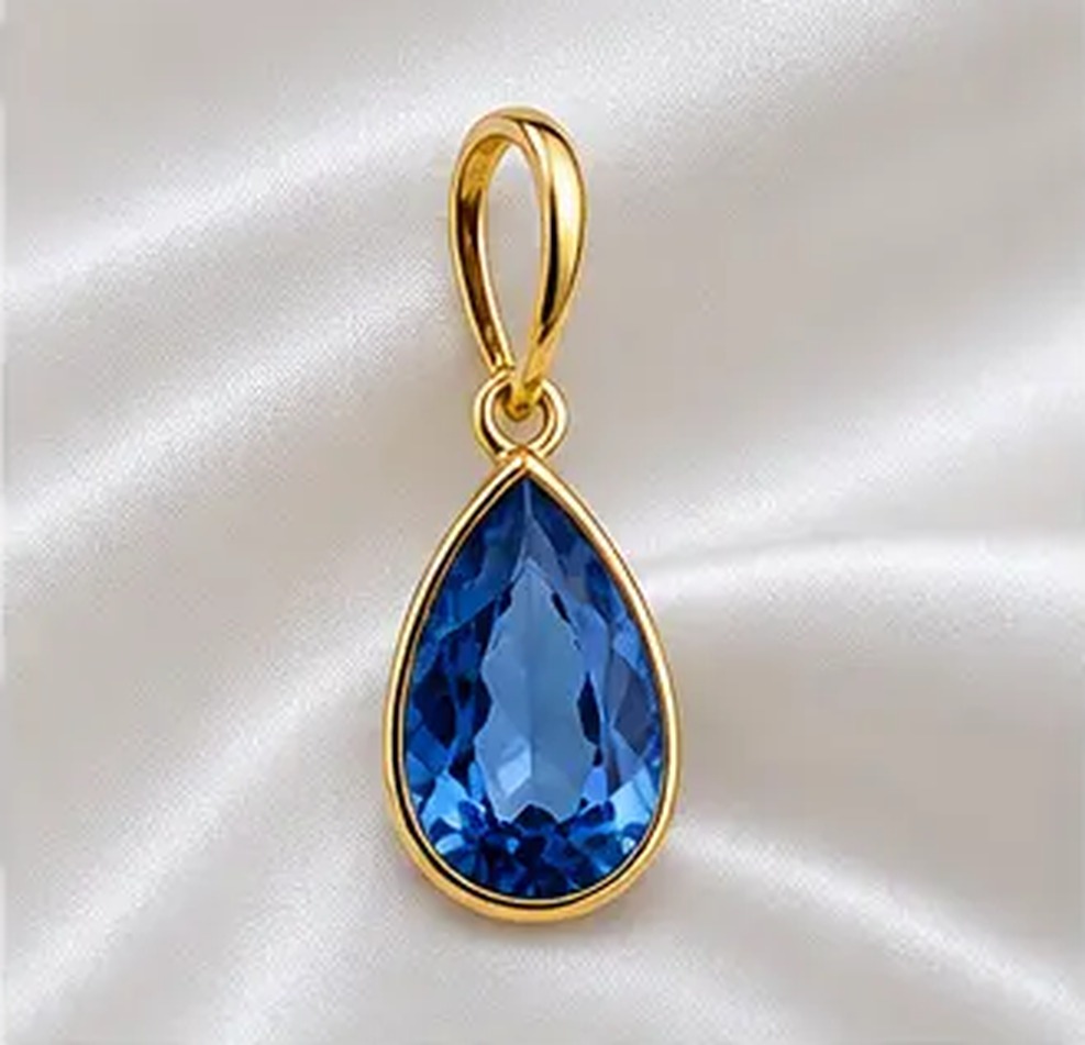 Pingente Topázio Azul Gota